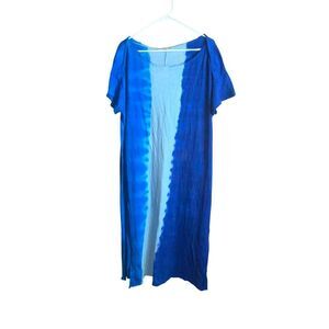 We The Free Free People Blue Tie-Dye Short Sleeve Midi Dress Size M Boho Festiva